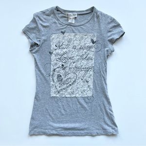 Next Era Couture Grey Heathered Graphic T-Shirt, Medium